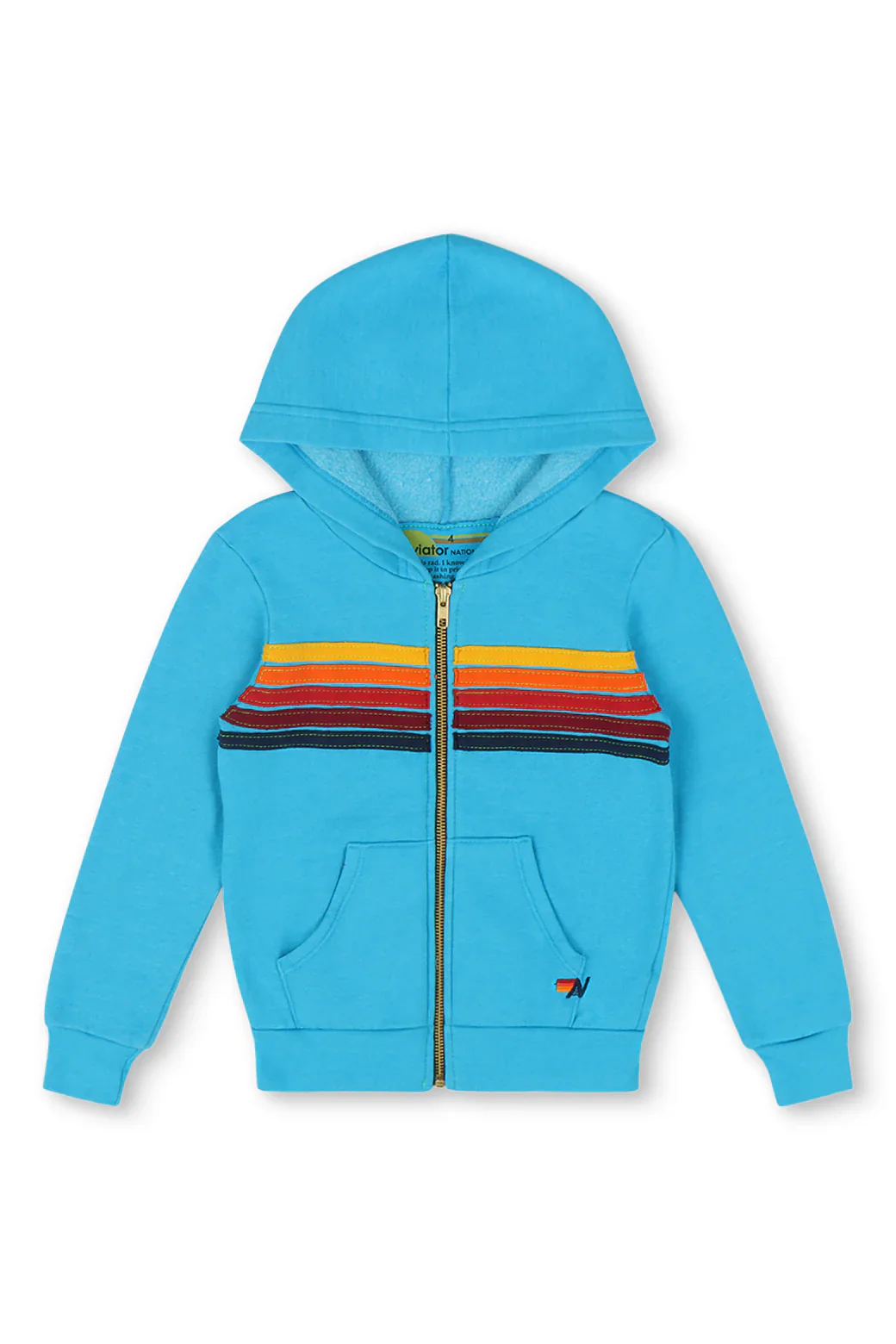 AVIATOR NATION KIDS 5 STRIPE ZIP HOODIE - NEON BLUE