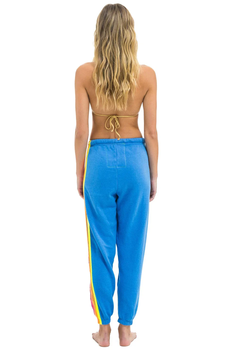 AVIATOR NATION WOMENS 5 STRIPE SWEATPANTS - COBALT/NEON - Image 3
