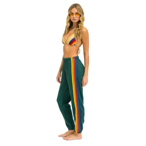 AVIATOR NATION WOMENS 5 STRIPE SWEATPANTS - FOREST