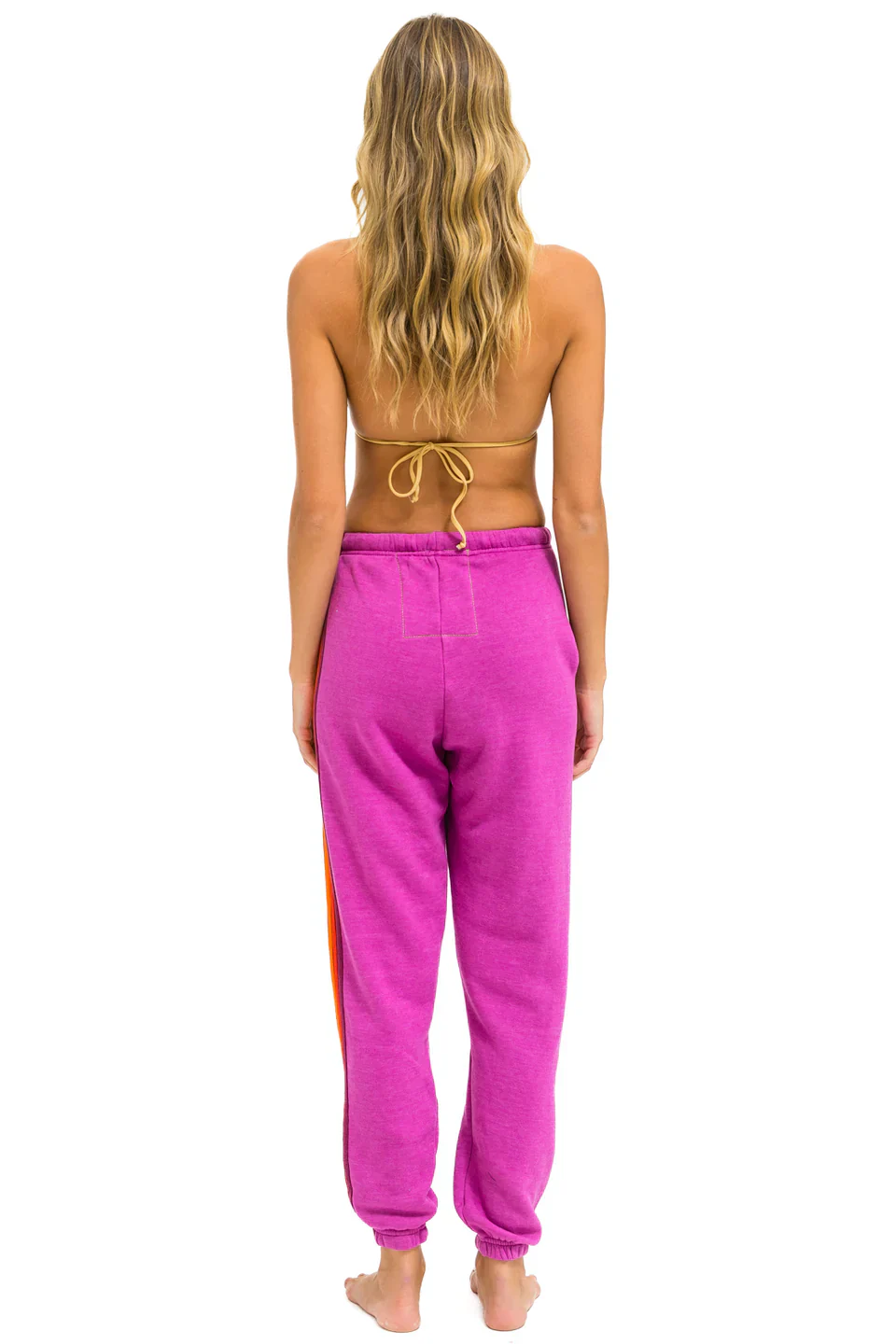 AVIATOR NATION WOMENS 5 STRIPE SWEATPANTS - MAGENTA/ORANGE/YELLOW - Image 3