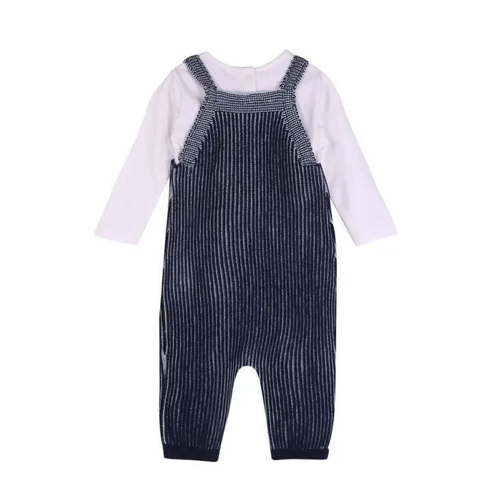 BABY DENIM BLUE RIB OVERALL SET - Image 2