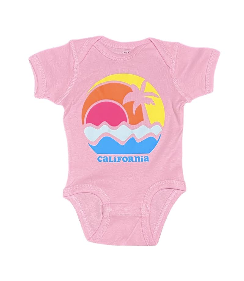 BABY GIRLS PALM OCEAN PINK ONESIE