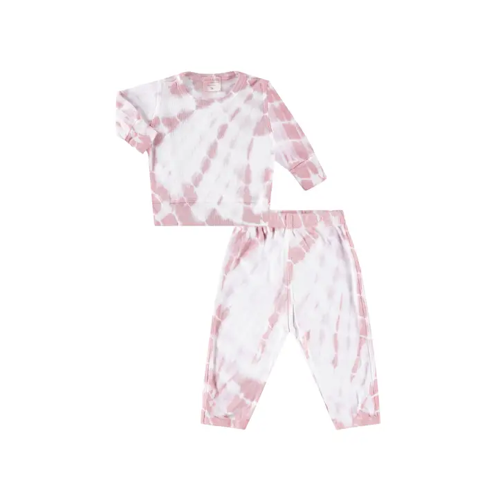 BABY GIRLS ROSE DYE RIB PANT SET