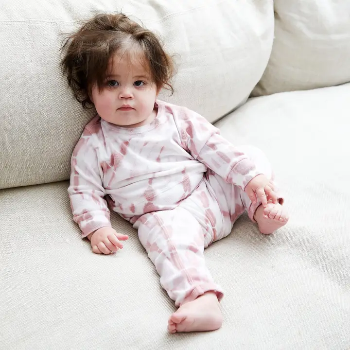 BABY GIRLS ROSE DYE RIB PANT SET - Image 2