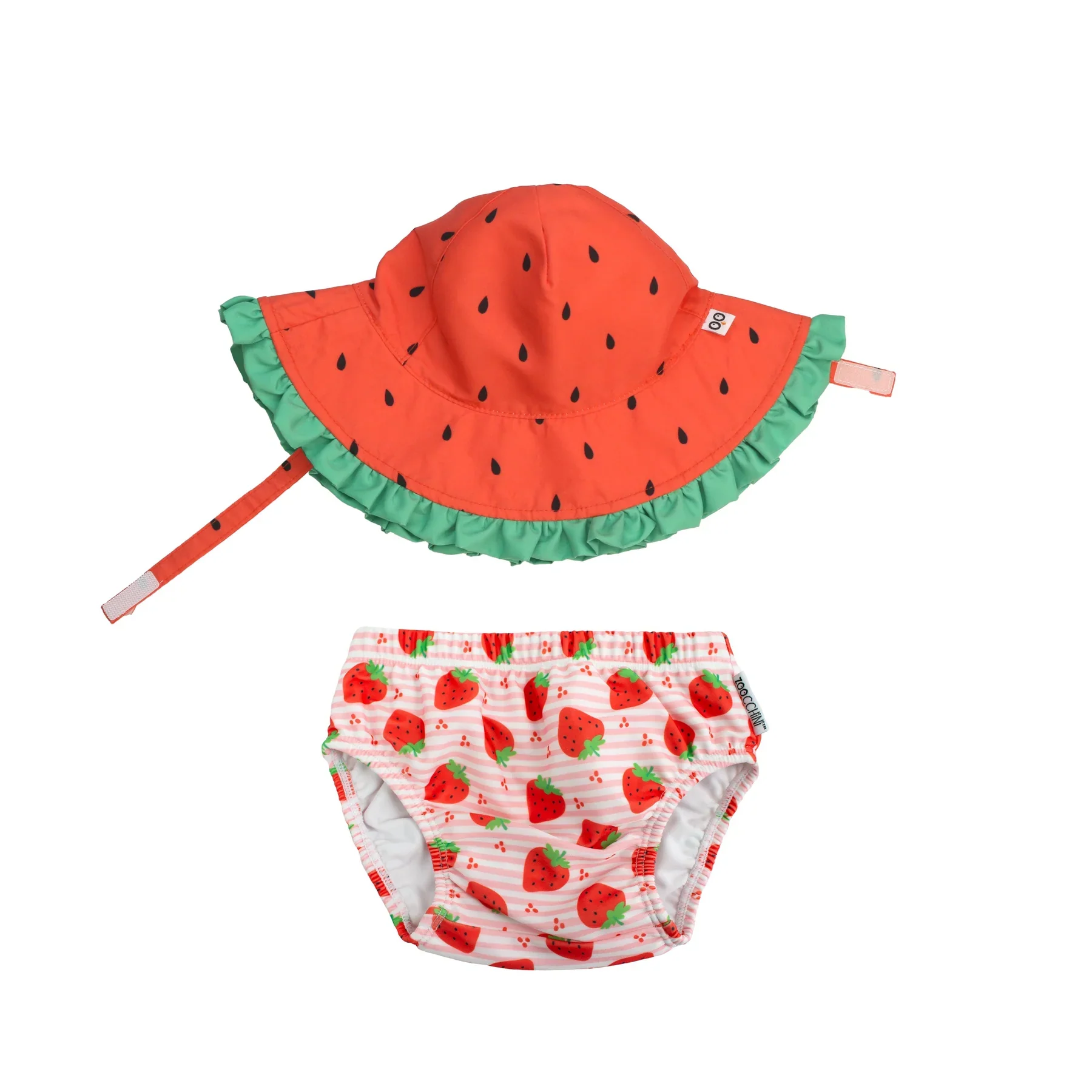 BABY STRAWBERRY DELIGHT SWIM DIAPER SUN HAT SET