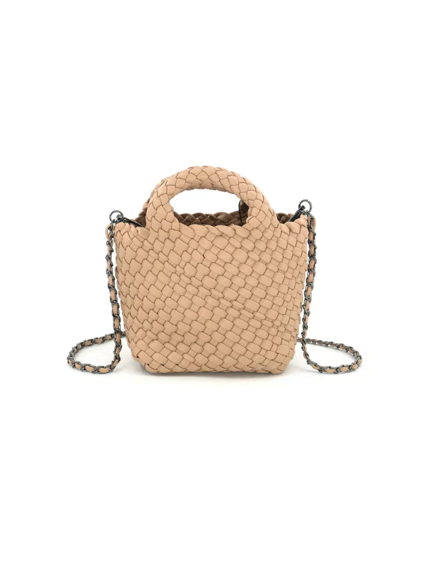 BEIGE BRAIDED CROSSBODY CLUTCH