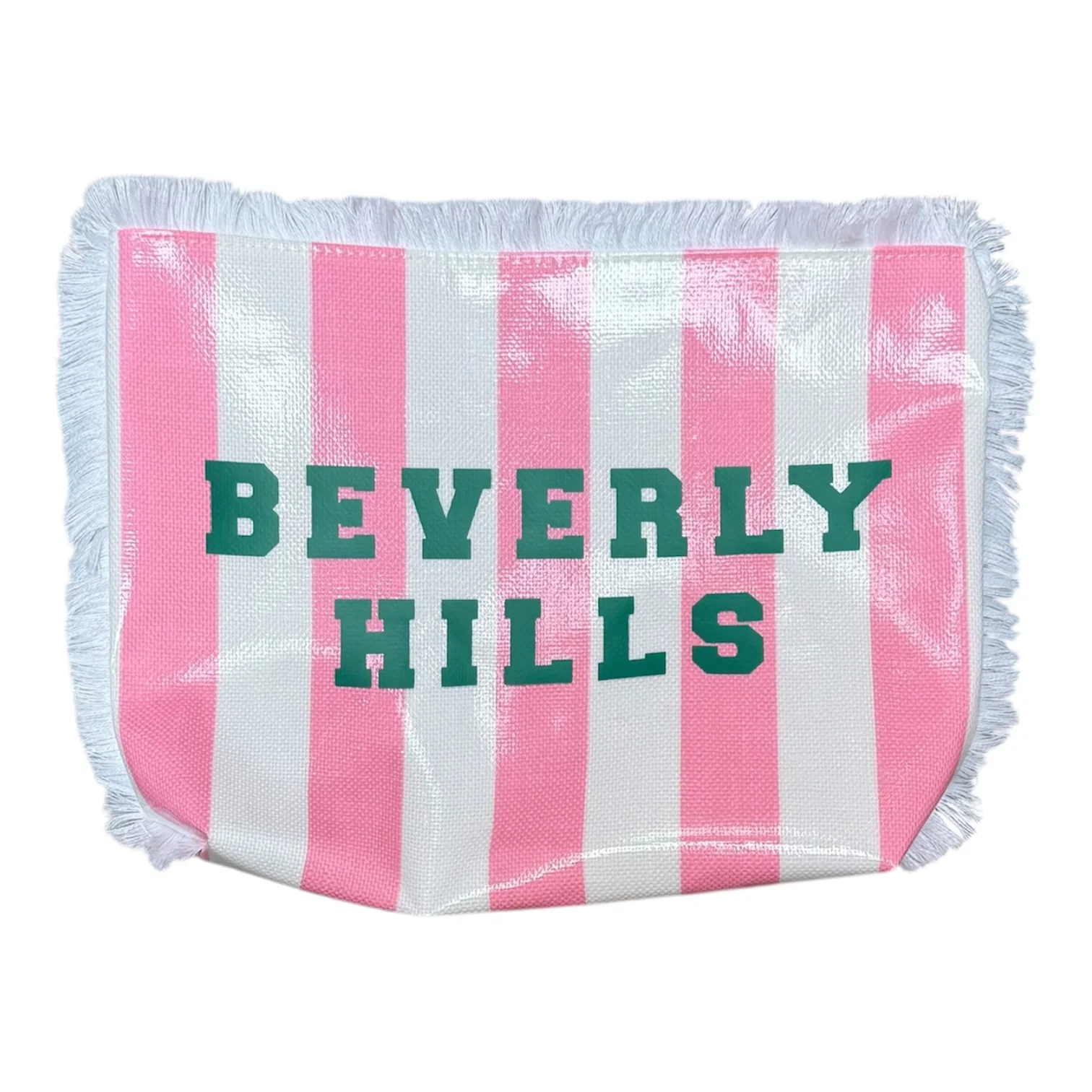 BEVERLY HILLS WHITE PINK STRIPE POUCH