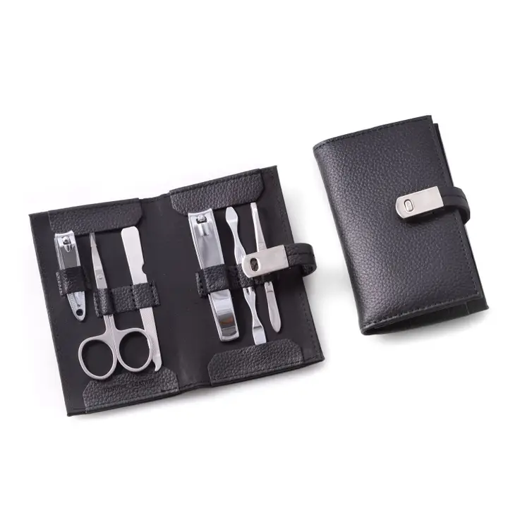 BLACK LEATHER MANICURE SET