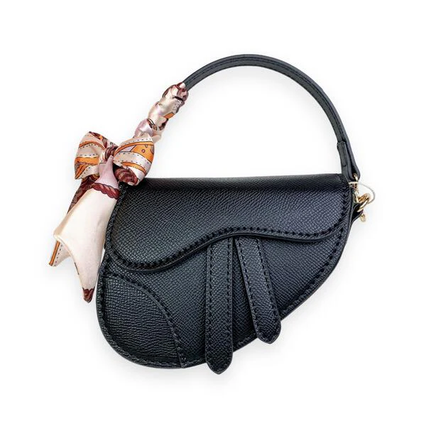 BLACK MINI PURSE W/ SCARF