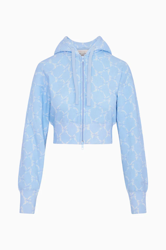 BLUE LILIA BOW CROPPED HOODIE