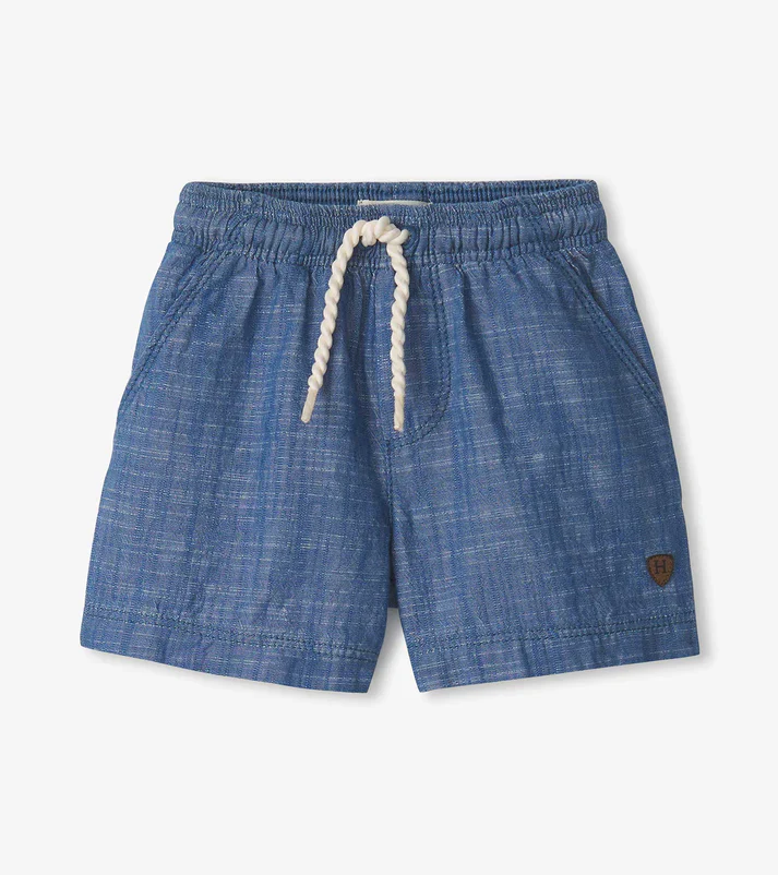 TODDLER BLUE INDIGO PULL ON SHORTS