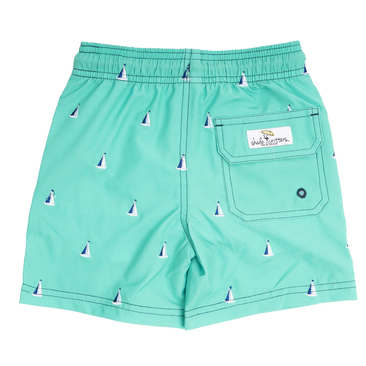 BOYS GREEN BOAT SWIM TRUNKS - Image 2