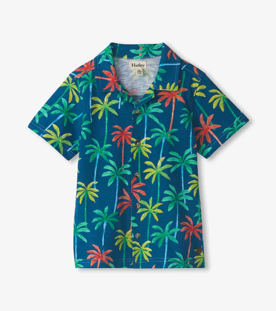 BOYS PAINTED PALMS JERSEY BUTTON DOWN