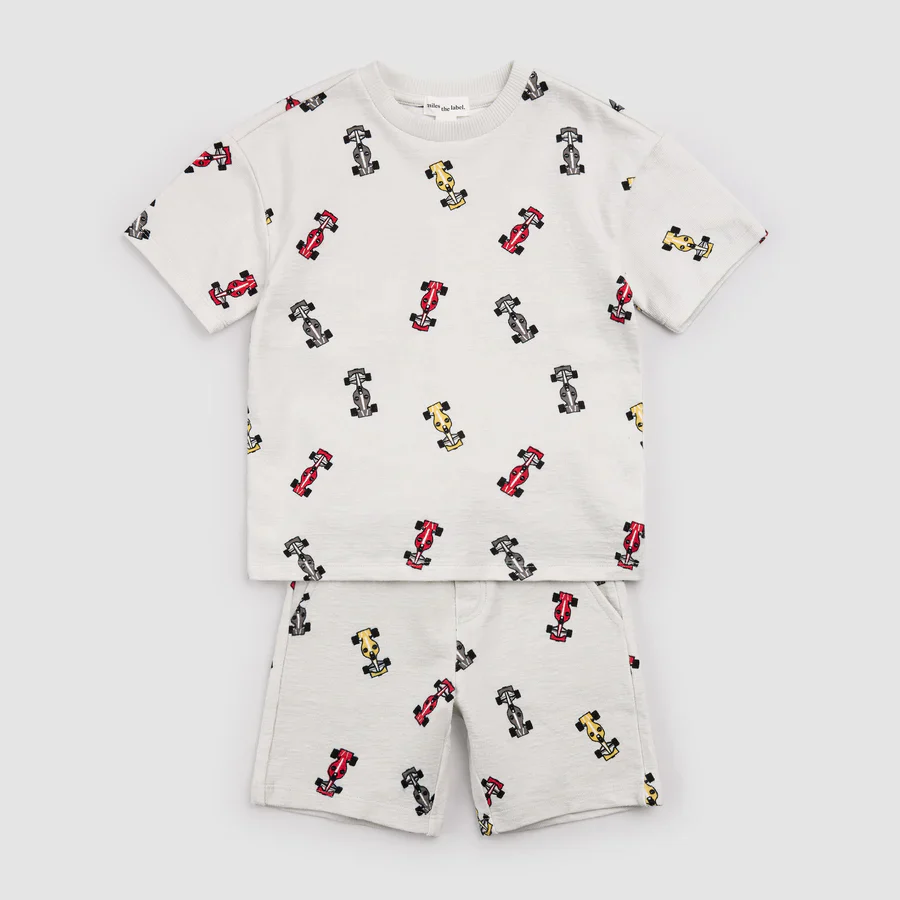 BOYS RACE CAR GREY SHORT SET