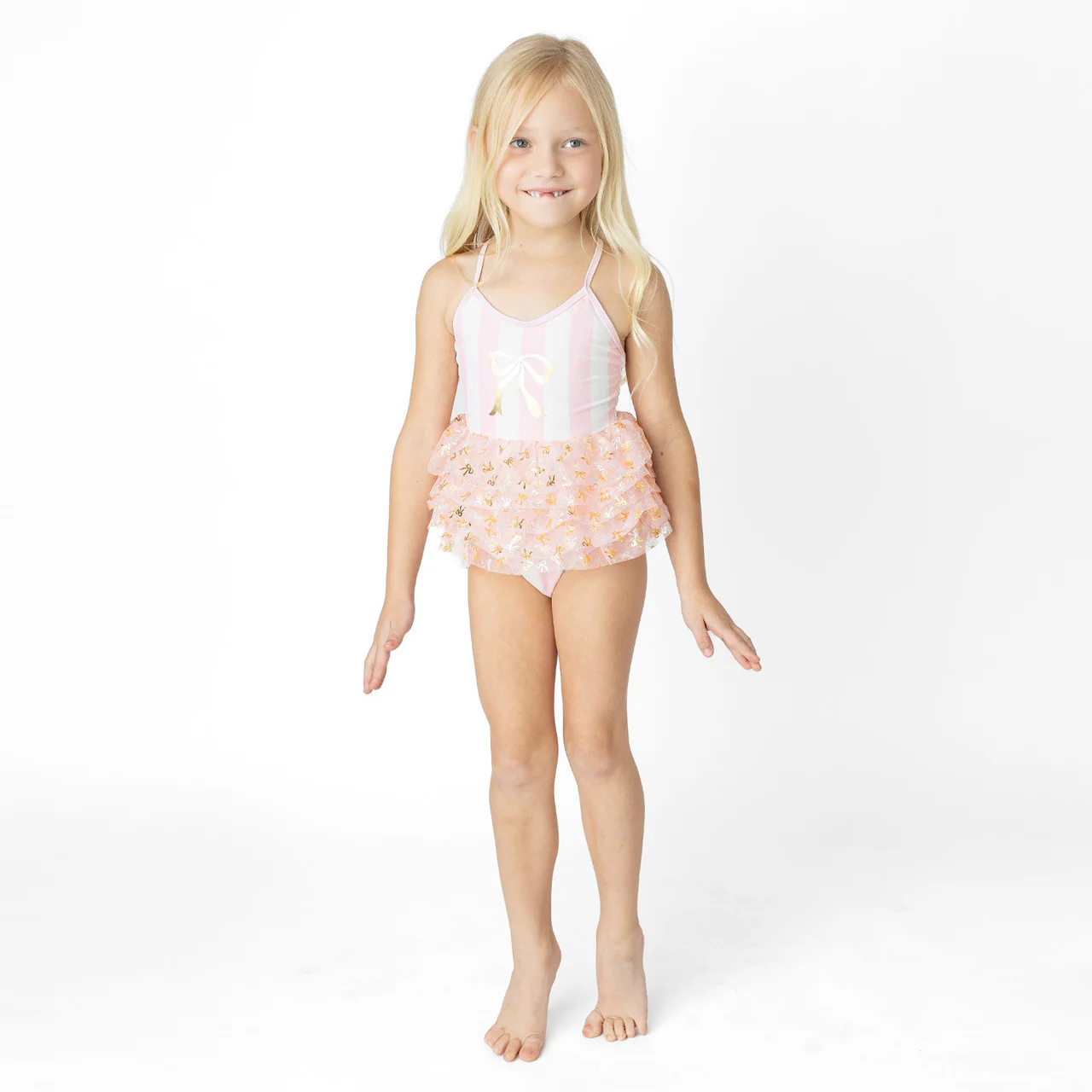 GIRLS BLUSH BOW SKIRTED BATHING SUIT - Image 2