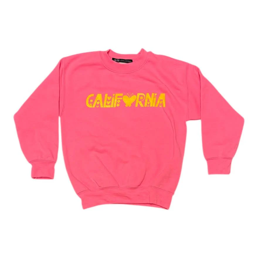 GIRLS CALIFORNIA NEON PINK CREWNECK