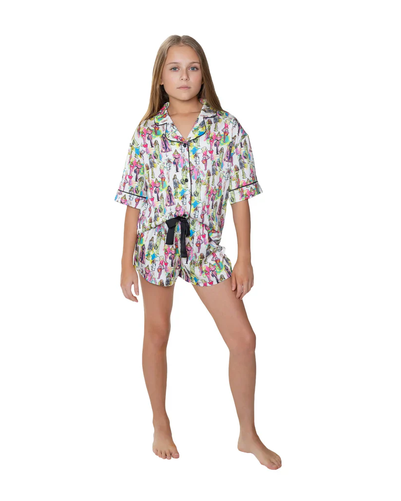 GIRLS FASHIONISTA SILKY SHORT PJ SET