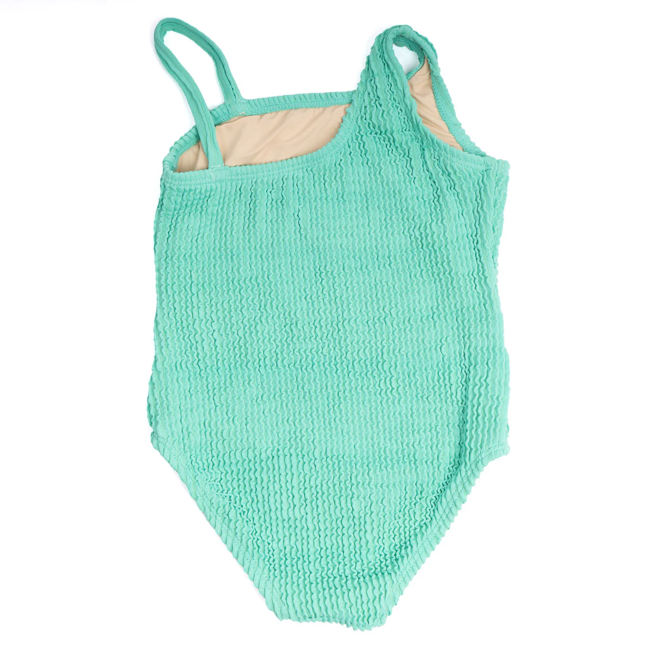 GIRLS GREEN CRINKLE ONE SHOULDER BATHING SUIT - Image 2