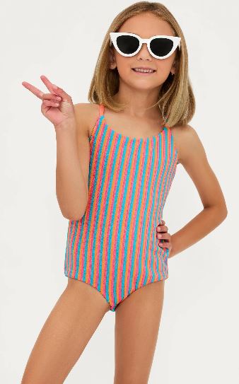GIRLS LITTLE JULIA PETAL STRIPES ONE PIECE