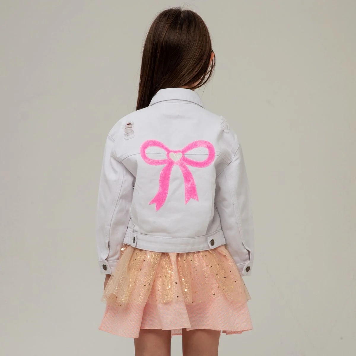 GIRLS PATCHED BOW DENIM JACKET - Image 4