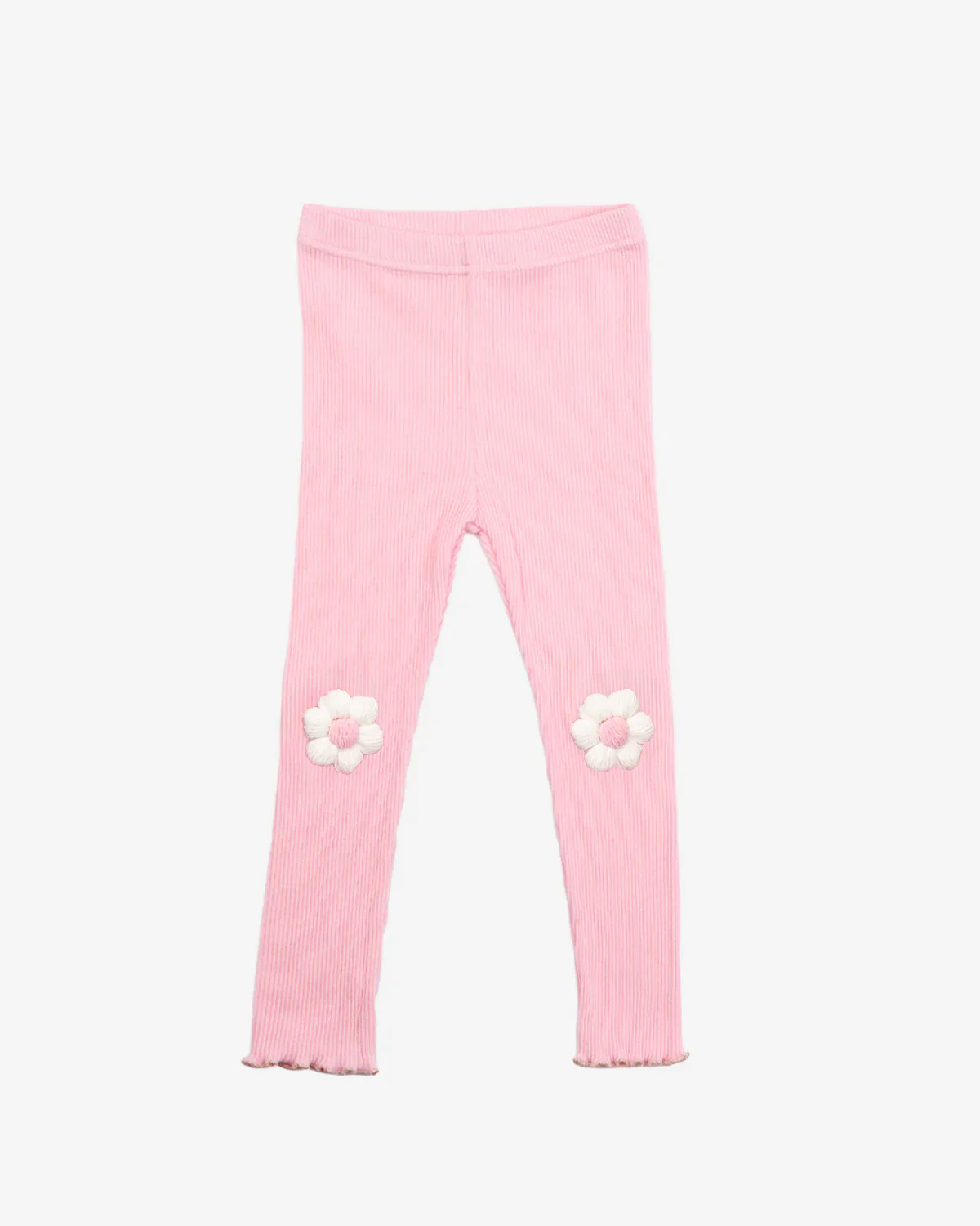 GIRLS PINK FLOWER PATCHED LEGGINGS