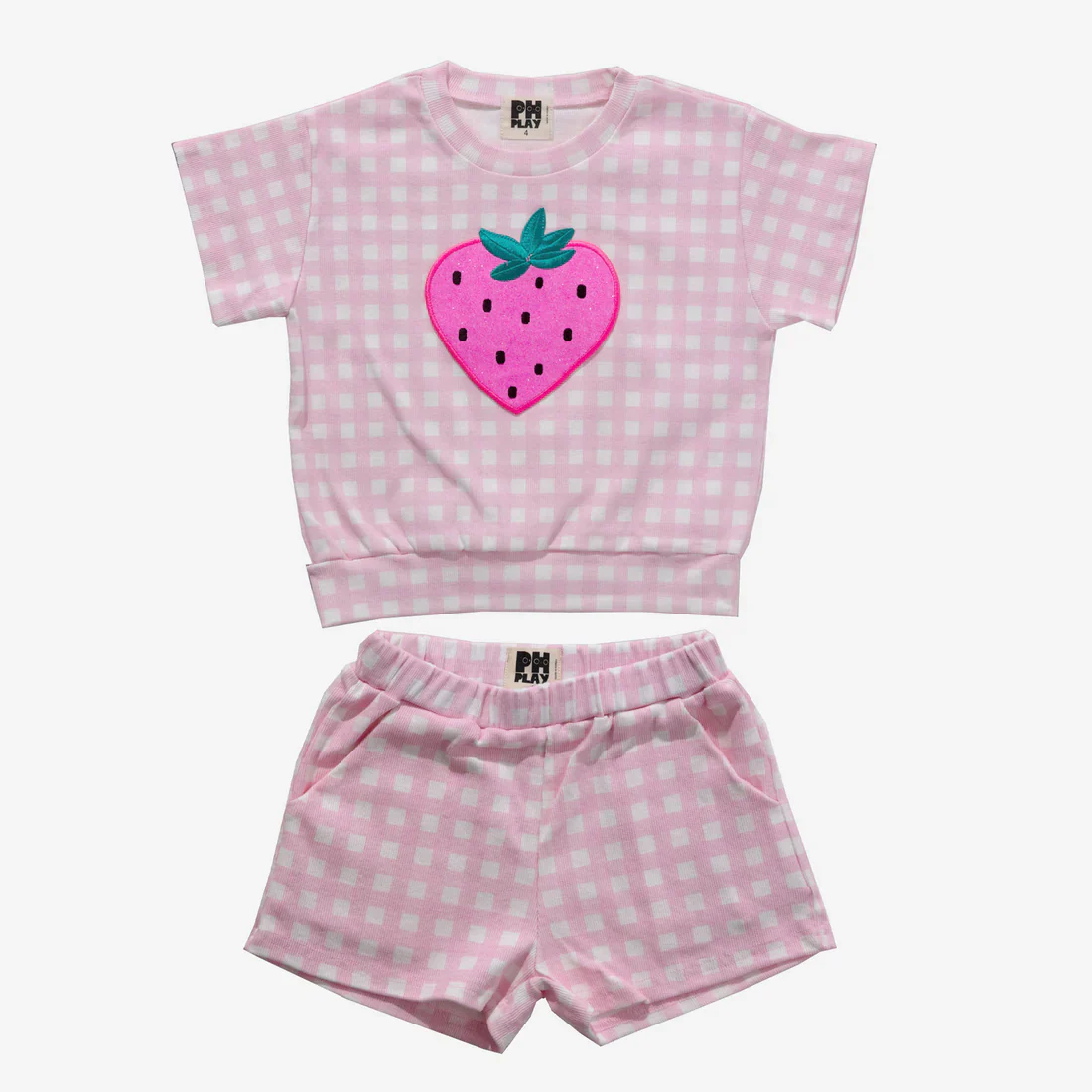 GIRLS PINK STRAWBERRY SWEATSHIRT SET