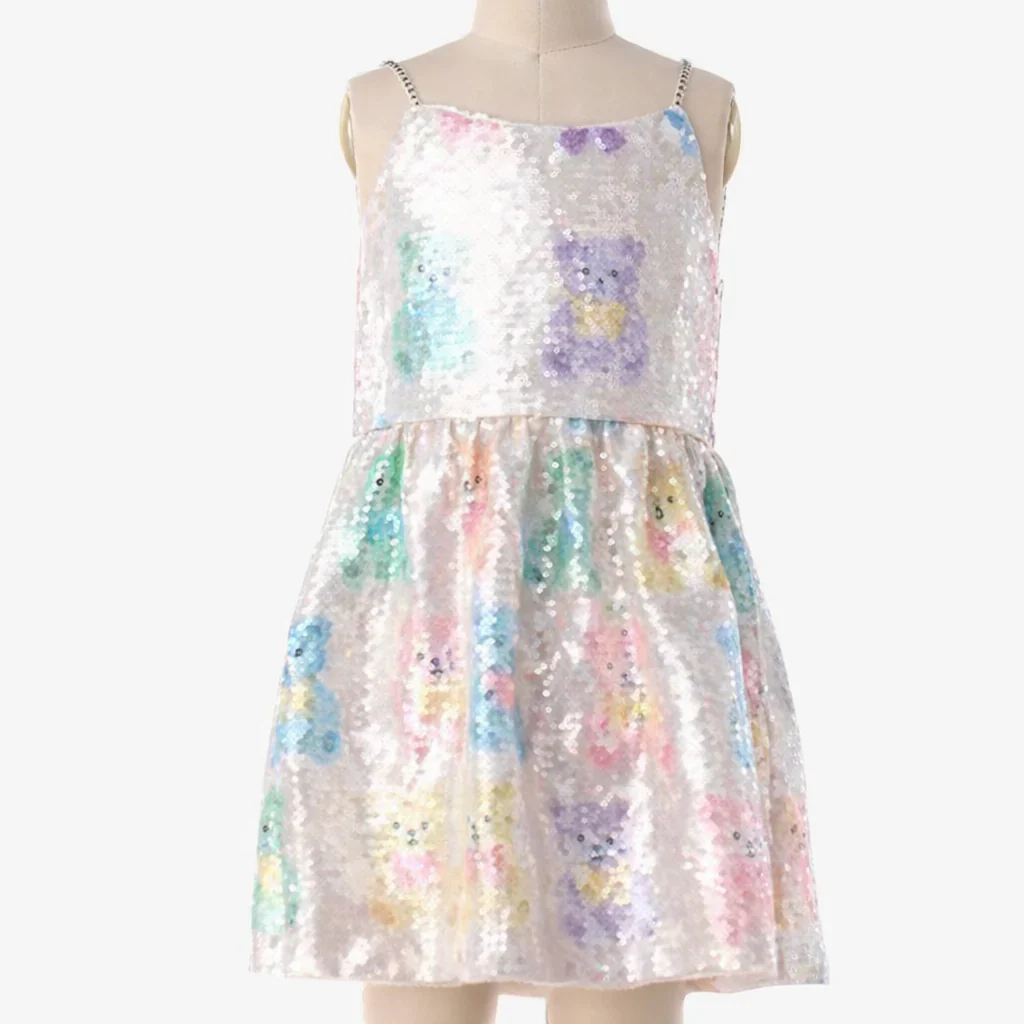 GIRLS SEQUIN TEDDY BEAR DRESS
