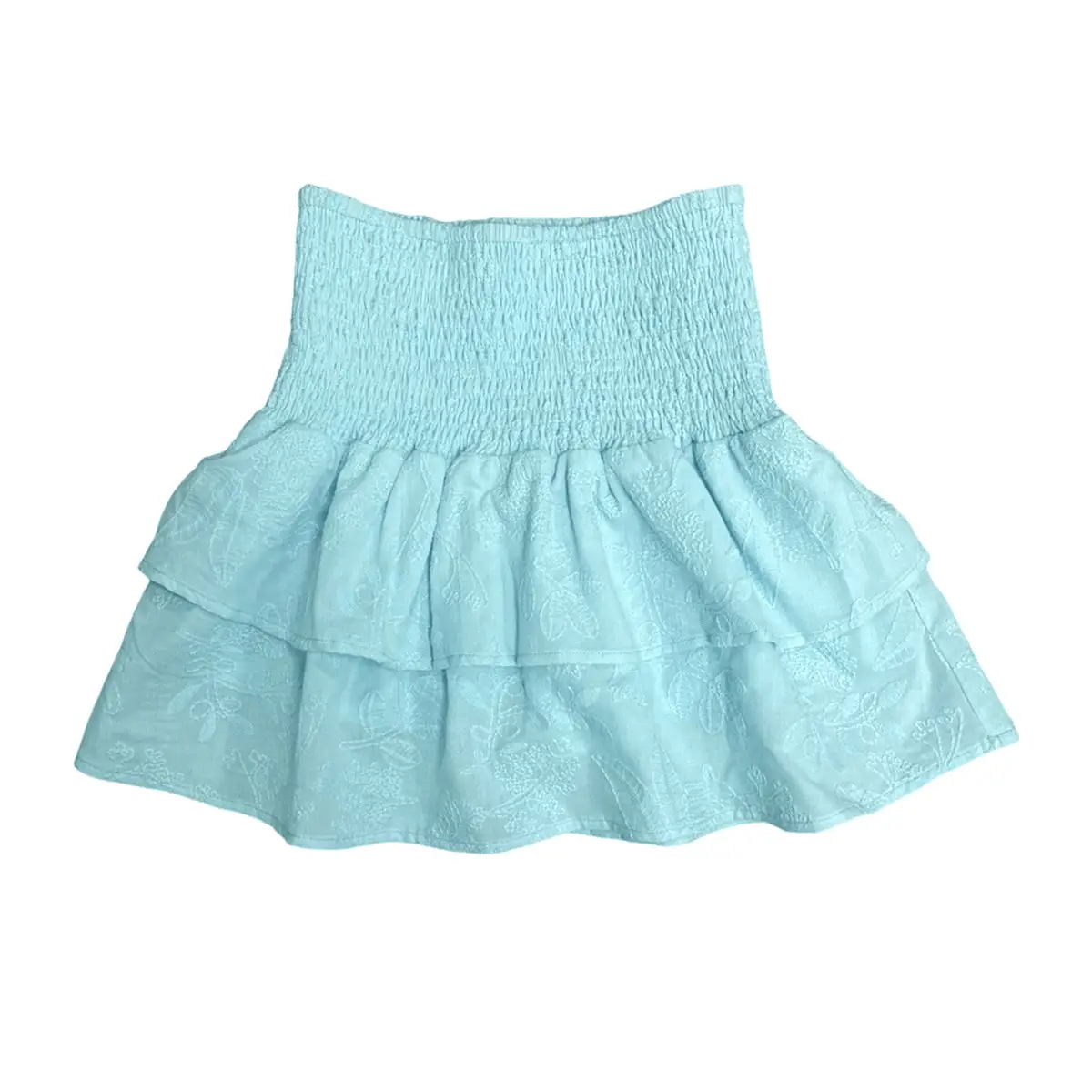 GIRLS TURQUOISE SMOCKED RUFFLE SKORT
