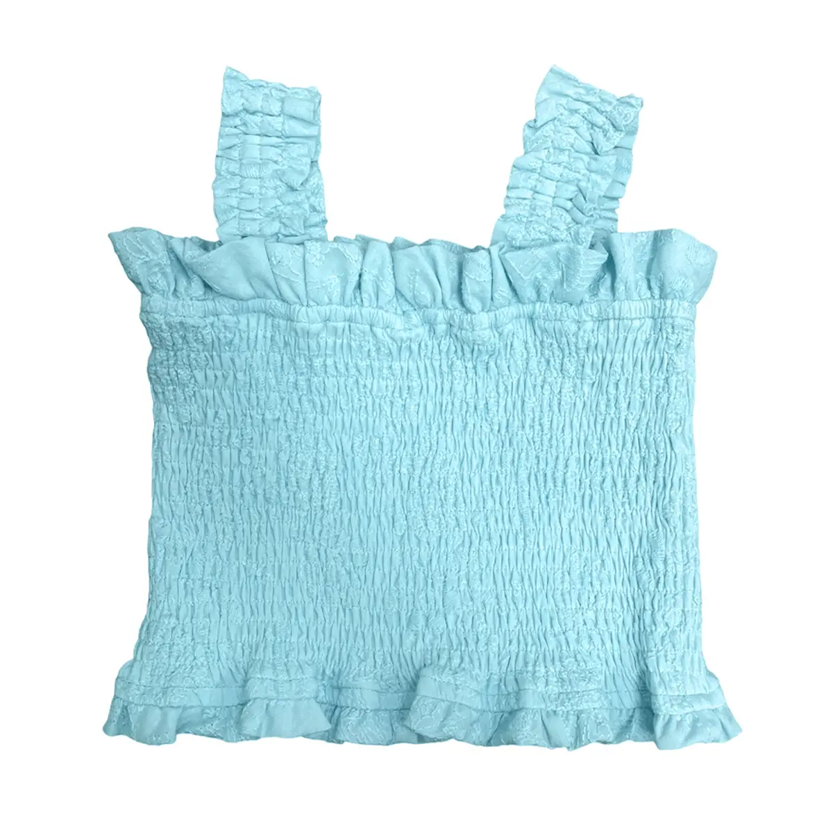 GIRLS TURQUOISE SMOCKED TOP