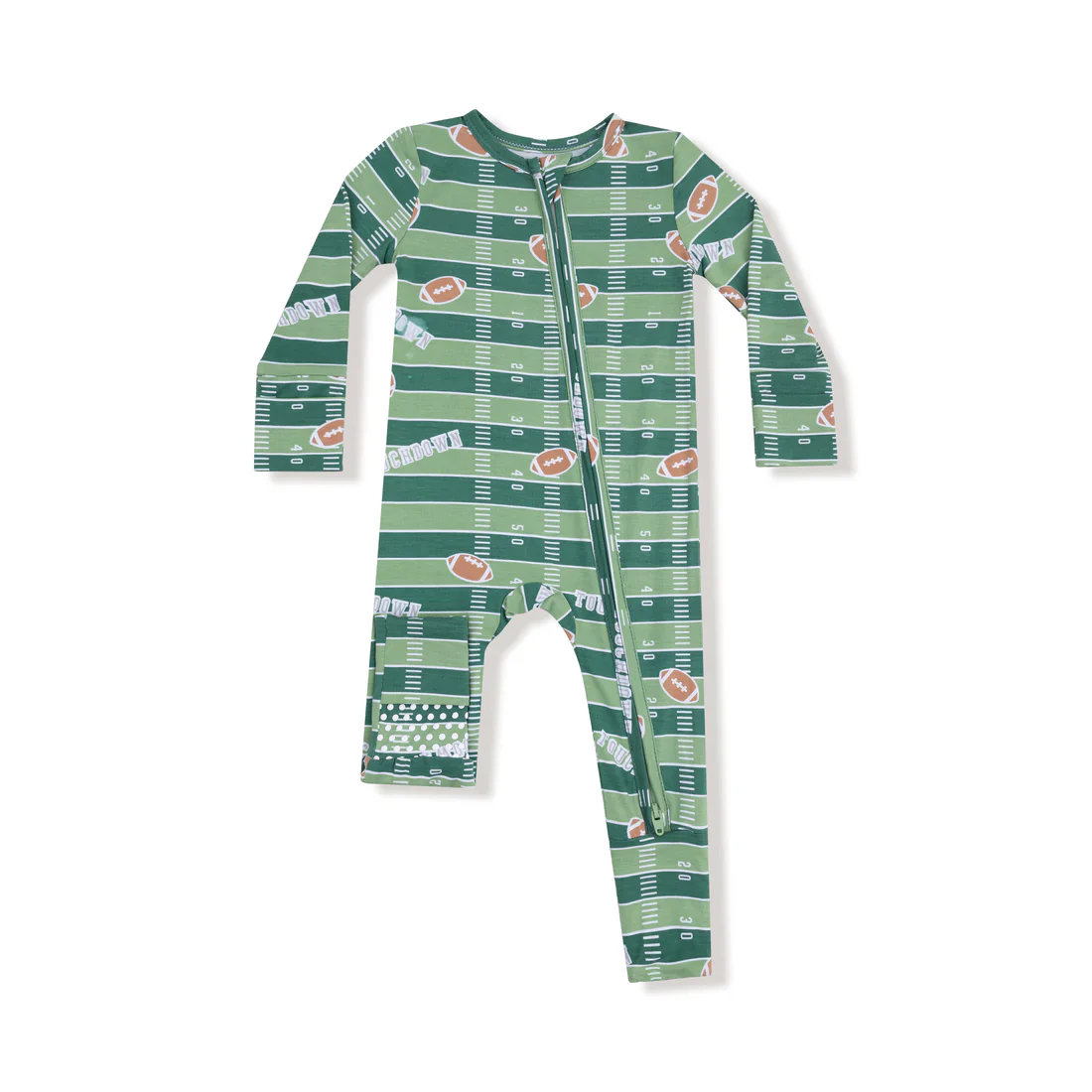 GLOW IN THE DARK FOOTBALL FIELD 2 WAY ZIPPER ROMPER