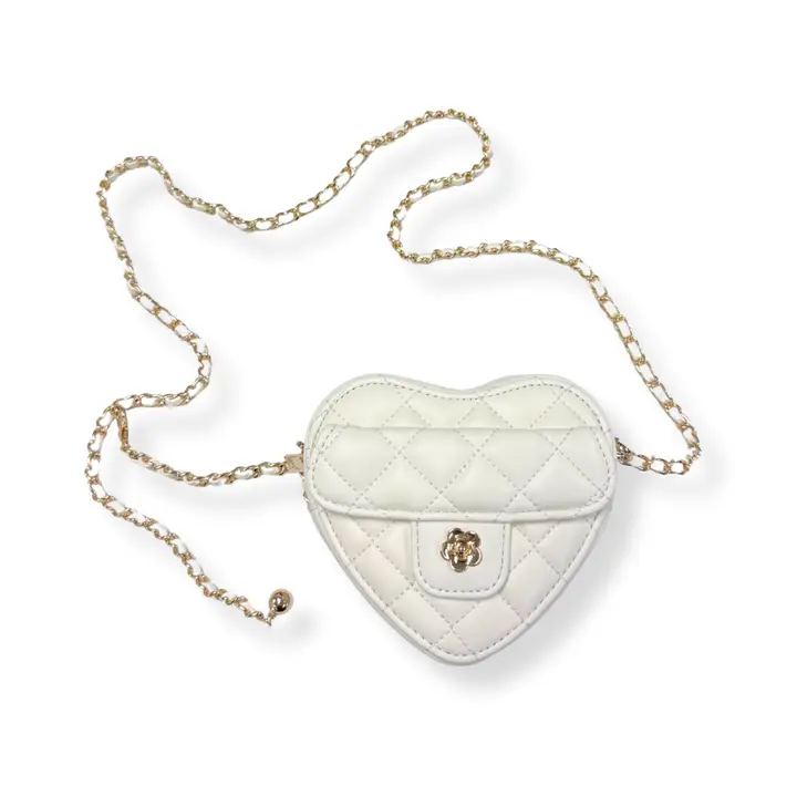 IVORY QUILTED HEART PURSE