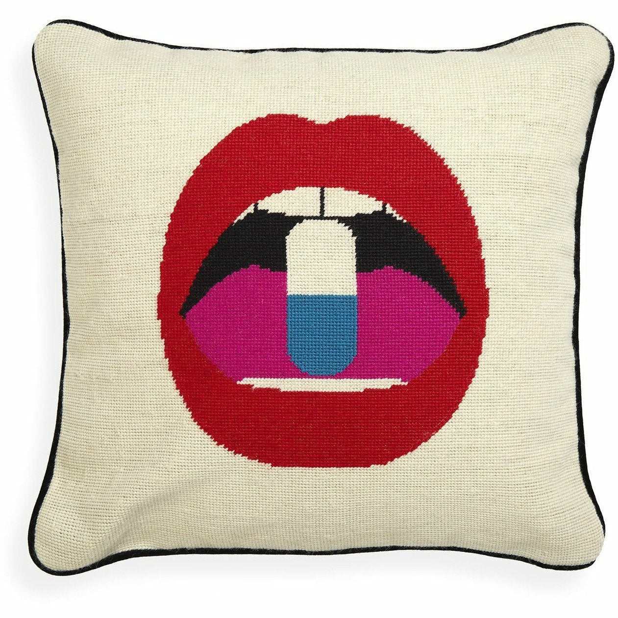 LIPS FULL DOSE NEEDLEPOINT PILLOW