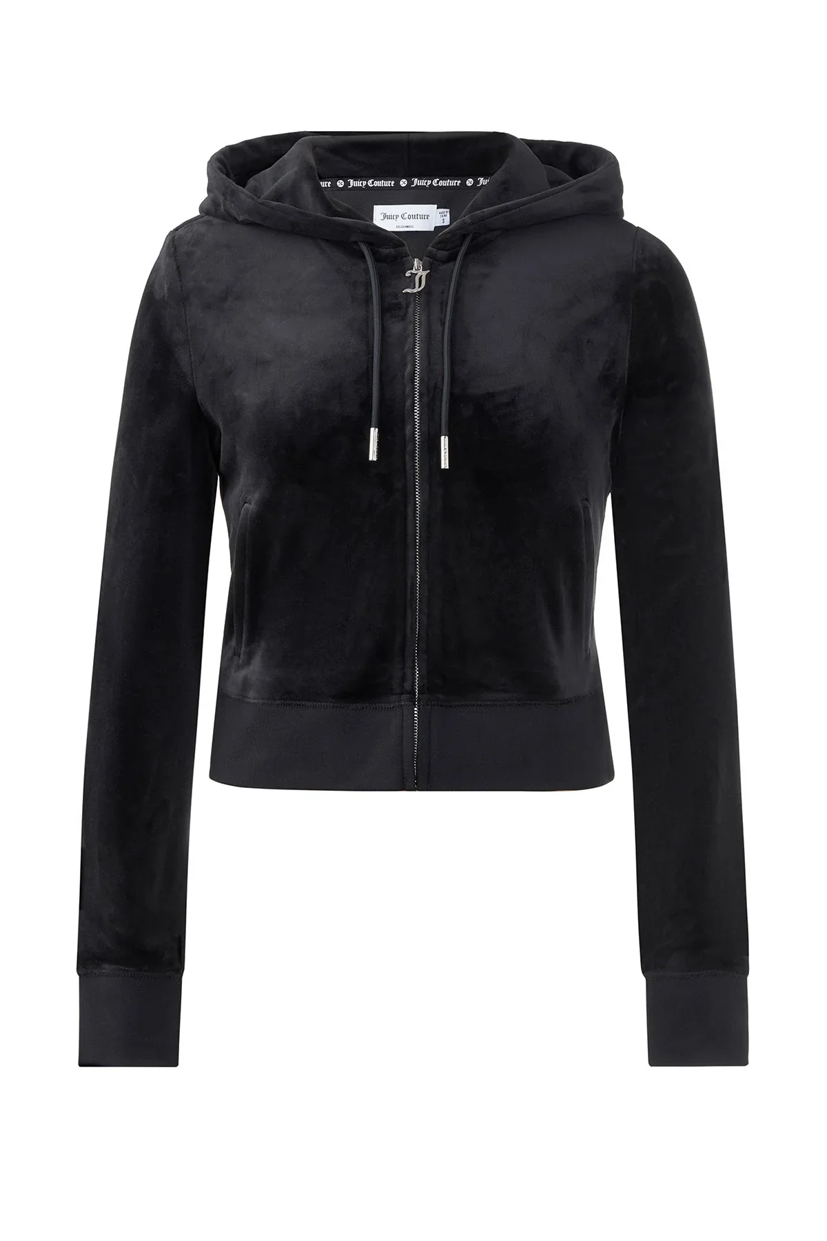 JUICY COUTURE VELOUR ZIP HOODIE - LIQUORICE