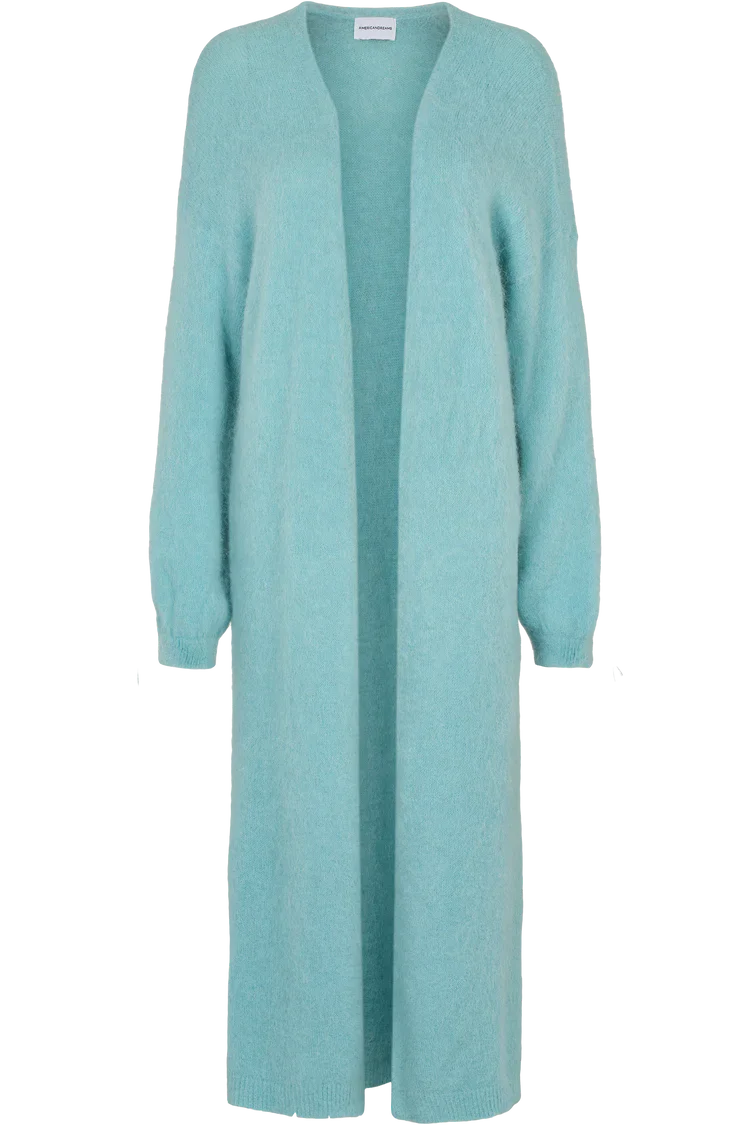 SEAFOAM LONG ALPACA CARDIGAN