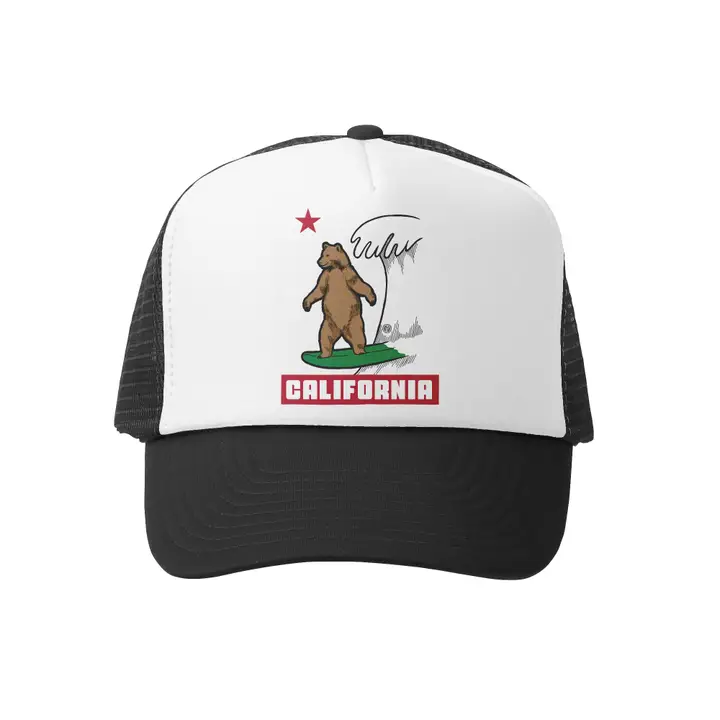 KIDS CALIFORNIA SURF BLACK TRUCKER HAT