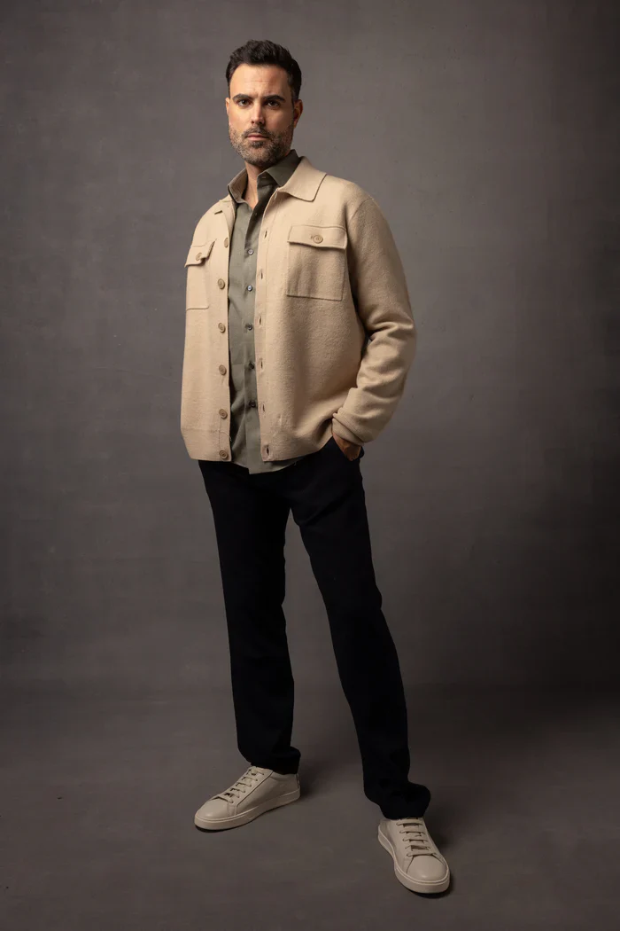 MENS CAMEL STEFANO RELAXED BUTTON UP JACKET - Image 2