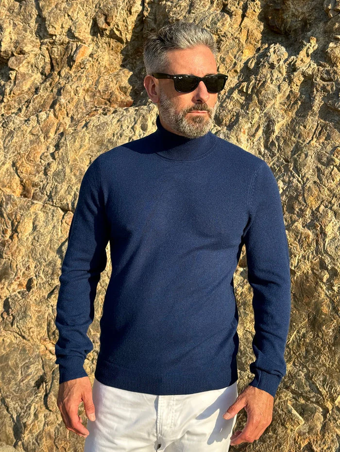 MENS NAVY ANTONIO FITTED TURTLENECK - Image 2