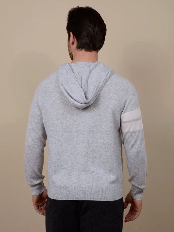 MENS STRIPE SLEEVE ZIP UP HOODIE - Image 3