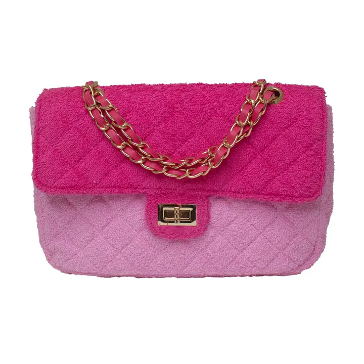 PINK TWO TONE FLAP BAG