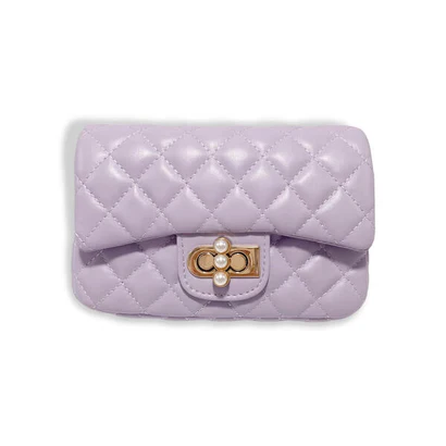 PURPLE PEARL CLOSURE QUILTED PURSE - Image 2