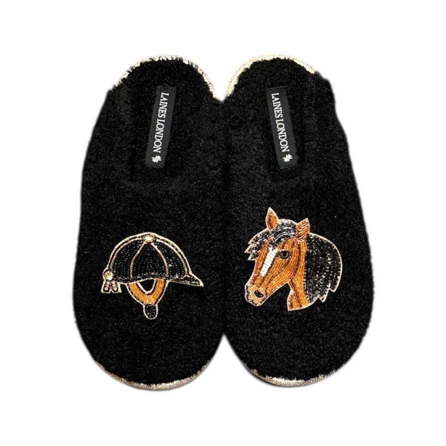 RIDING HAT AND HORSE SLIPPERS