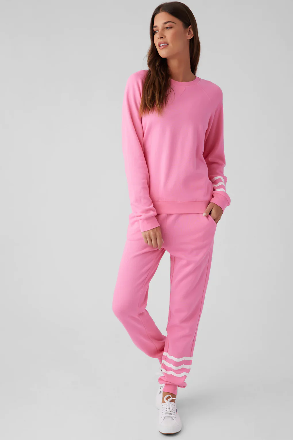 SOL ANGELES WOMENS COASTAL WAVES JOGGERS - PUNK PINK - Image 4