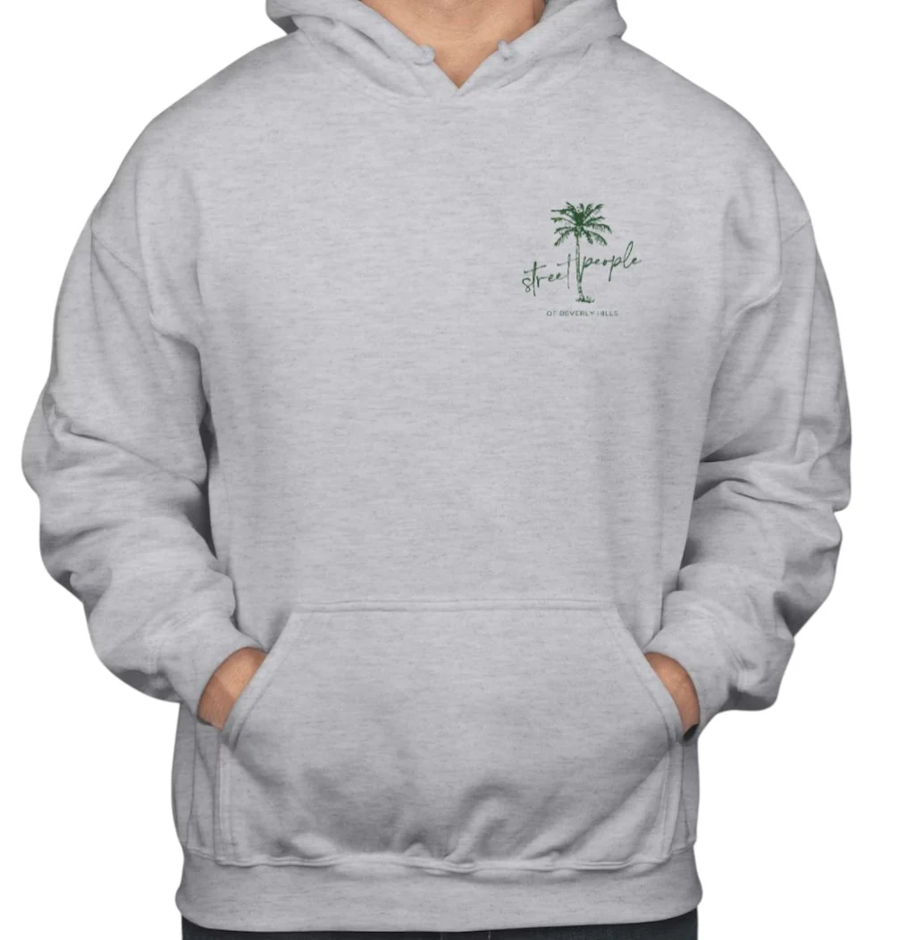 STREET PEOPLE OF BEVERLY HILLS PALM TREE HEATHER GREY HOODIE