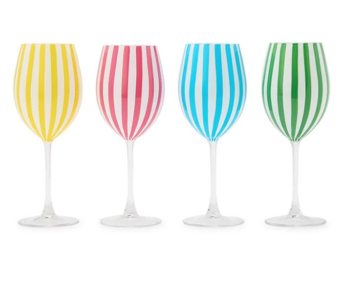 STRIPE STEMMED WINE GLASS