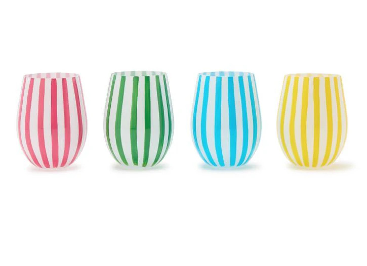 STRIPE STEMMLESS WINE GLASS