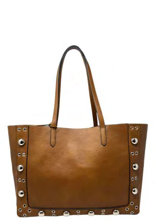TAN VEGAN PEBBLE TOTE BAG
