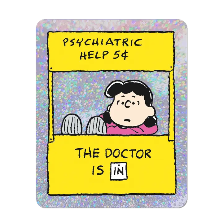 THE DOCTOR IS IN PEANUTS STICKER