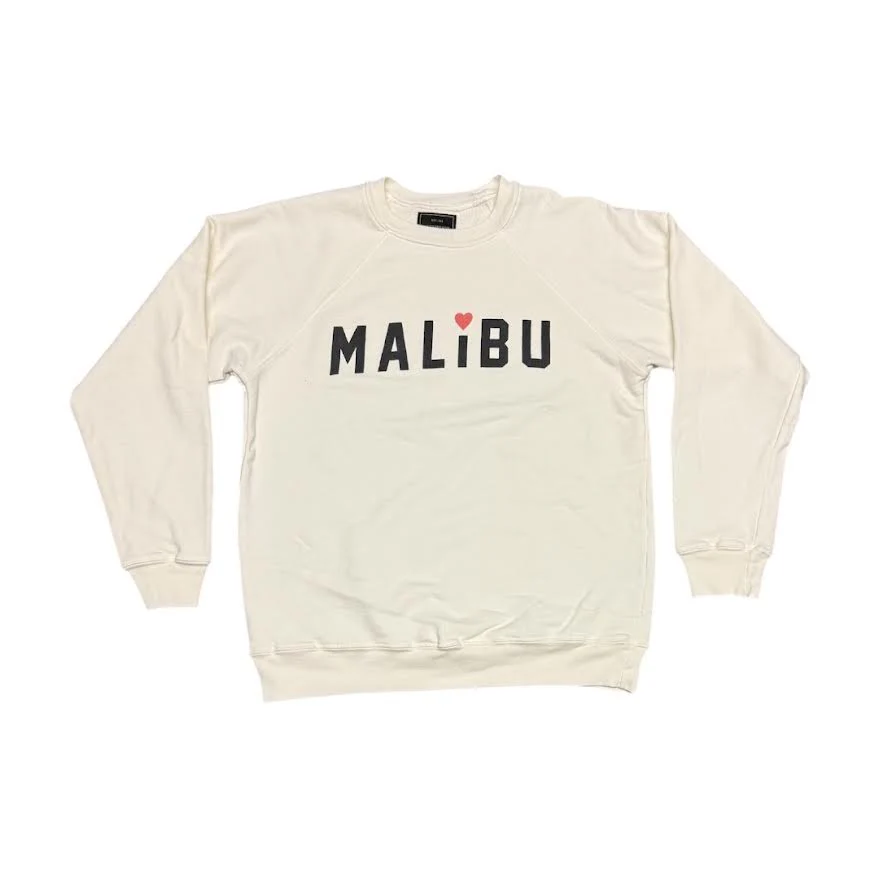 UNISEX MALIBU HEART CREAM CREWNECK