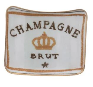 WHITE CHAMPAGNE ENAMELED METAL TRAY
