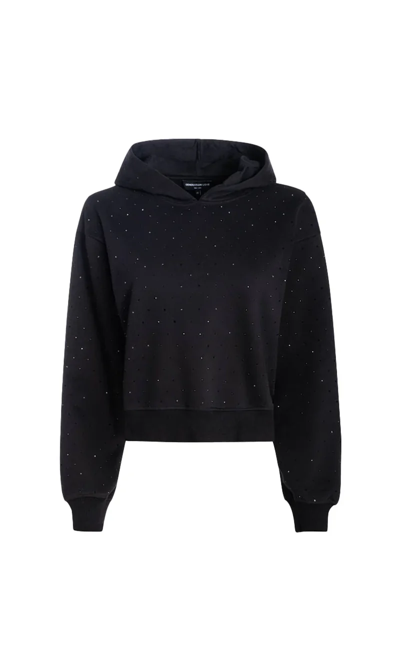 WOMENS BLACK CRYSTAL HOODIE